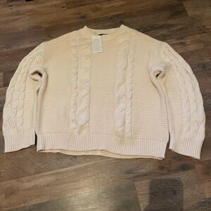 Elegant Cream Cable Knit Sweater
